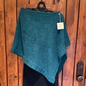 Simone Fan Teal Towel Poncho Size S/M. Made in CA. 100% cotton.